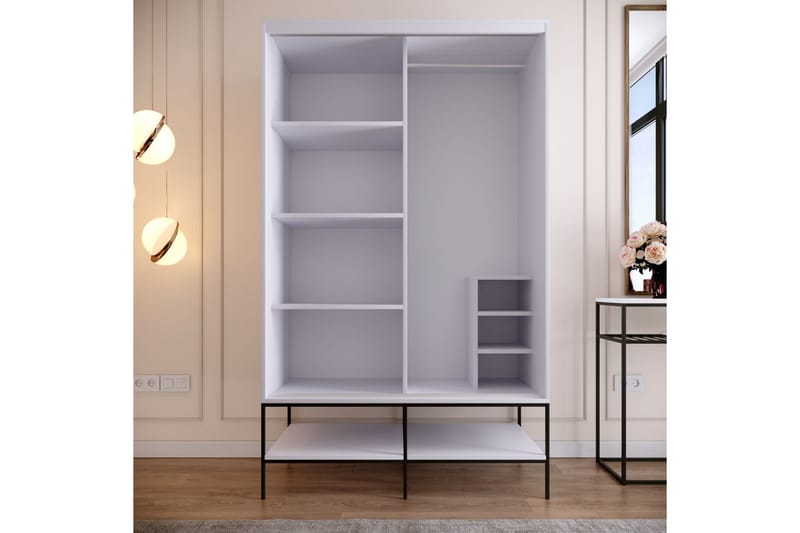 Elesham garderobeskap 57x120 - Hvit / Svart / Gull - Oppbevaring - Klesoppbevaring - Garderober & garderobesystem - Garderobeskap & klesskap
