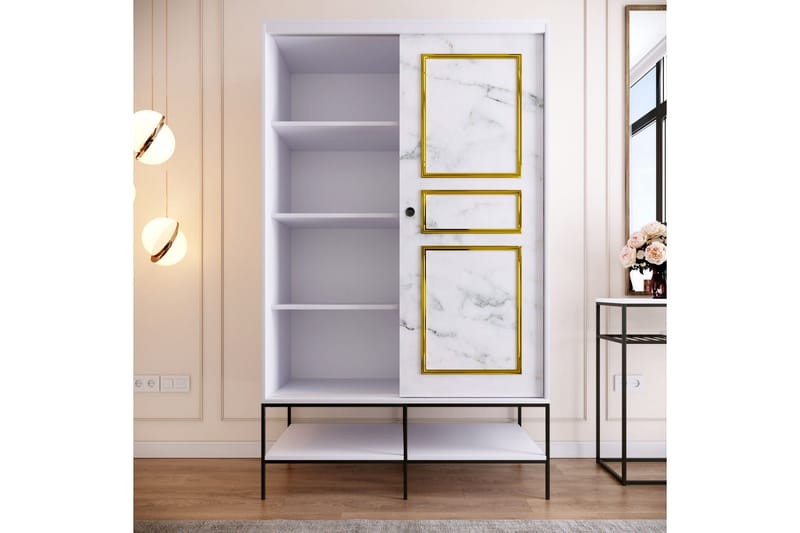 Elesham garderobeskap 57x120 - Hvit / Svart / Gull - Oppbevaring - Klesoppbevaring - Garderober & garderobesystem - Garderobeskap & klesskap