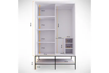 Elesham garderobeskap 57x120 - Hvit / Svart / Gull - Oppbevaring - Klesoppbevaring - Garderober & garderobesystem - Garderobeskap & klesskap