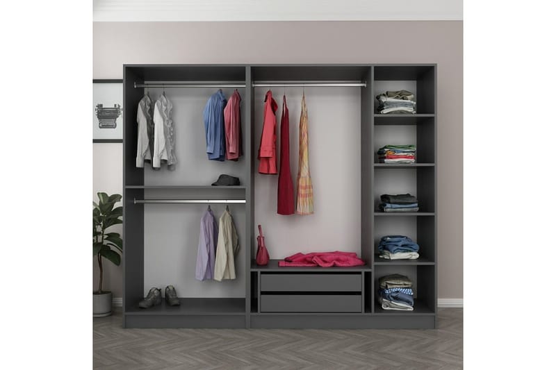 Fruitland Garderobe 225 cm - Antrasitt - Oppbevaring - Klesoppbevaring - Garderober & garderobesystem - Garderobeskap & klesskap