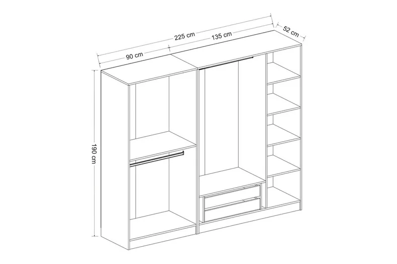 Fruitland Garderobe 225 cm - Hvit - Oppbevaring - Klesoppbevaring - Garderober & garderobesystem - Garderobeskap & klesskap