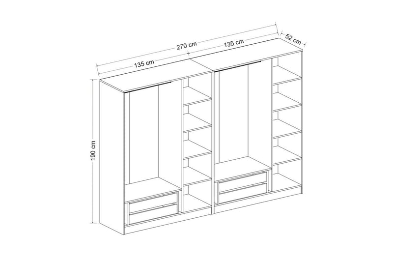 Fruitland Garderobe 270 cm - Hvit - Oppbevaring - Klesoppbevaring - Garderober & garderobesystem - Garderobeskap & klesskap