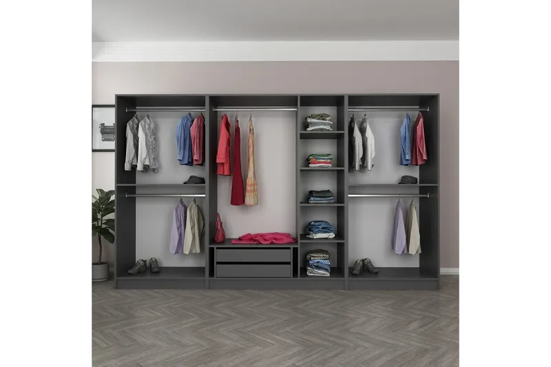 Fruitland Garderobe 315 cm - Antrasitt - Oppbevaring - Klesoppbevaring - Garderober & garderobesystem - Garderobeskap & klesskap