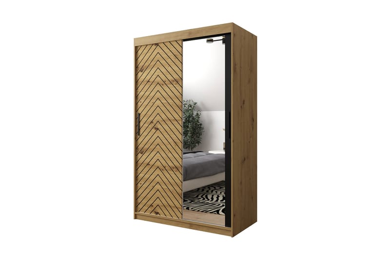 Garderobe 120 - Svart|Natur - Oppbevaring - Klesoppbevaring - Garderober & garderobesystem - Garderobeskap & klesskap