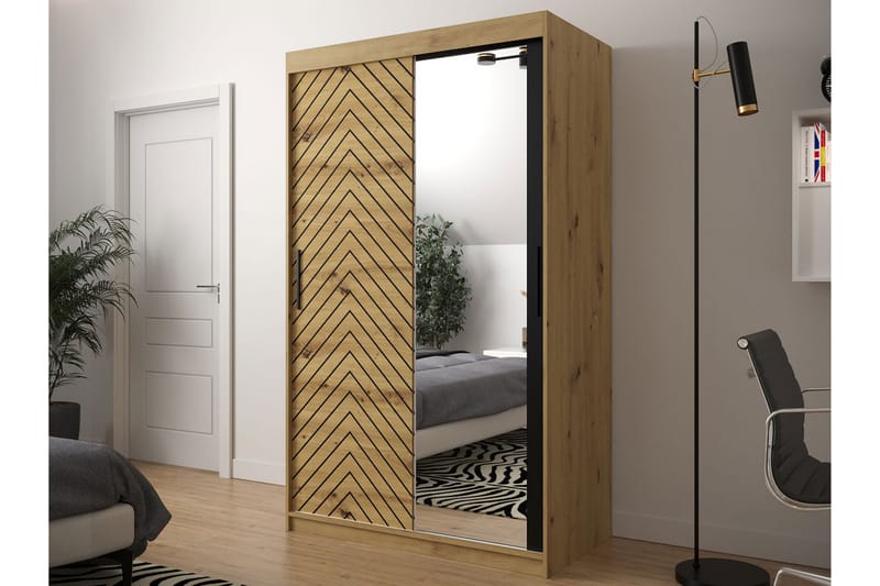 Garderobe 120 - Svart|Natur - Oppbevaring - Klesoppbevaring - Garderober & garderobesystem - Garderobeskap & klesskap
