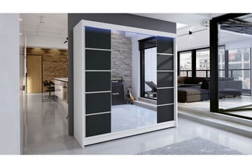 Garderobe + LED - Hvit | Svart - Oppbevaring - Klesoppbevaring - Garderober & garderobesystem - Garderobeskap & klesskap