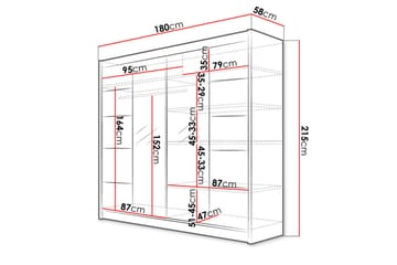 Garderobe + LED - Hvit | Svart - Oppbevaring - Klesoppbevaring - Garderober & garderobesystem - Garderobeskap & klesskap