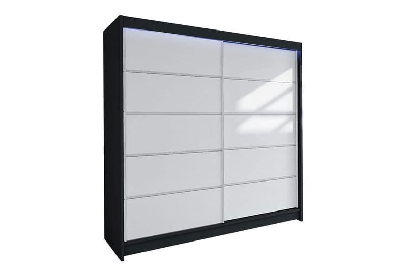 Garderobe + LED, Svart / Hvit