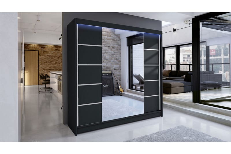 Garderobe + LED, Svart