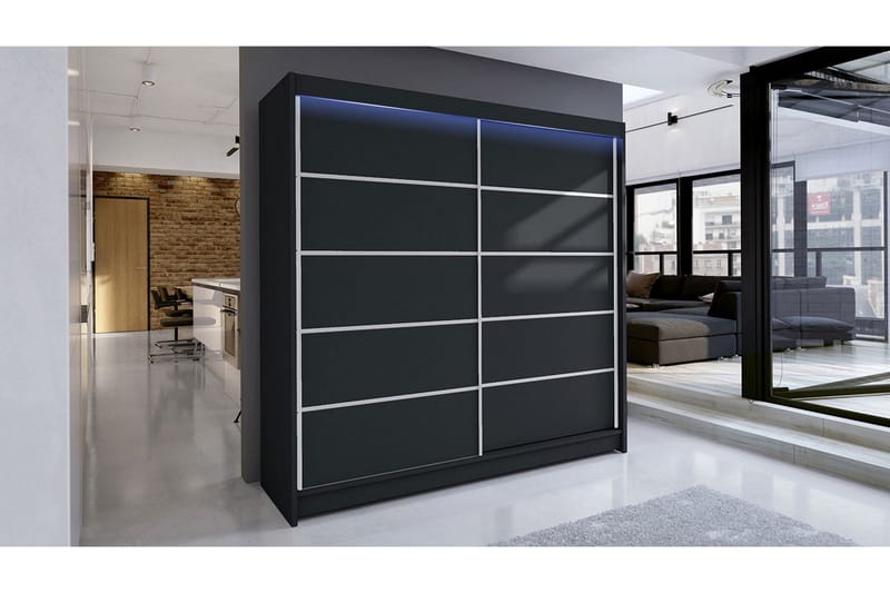 Garderobe + LED - Svart - Oppbevaring - Klesoppbevaring - Garderober & garderobesystem - Garderobeskap & klesskap