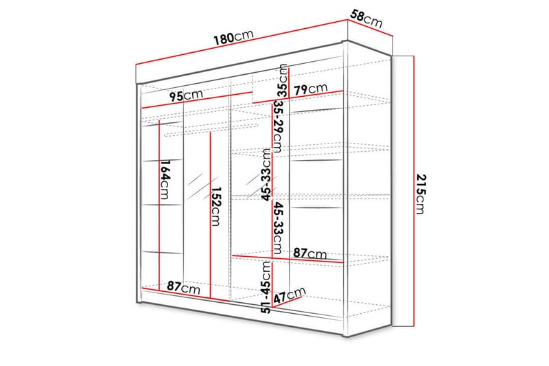 Garderobe + LED - Svart - Oppbevaring - Klesoppbevaring - Garderober & garderobesystem - Garderobeskap & klesskap