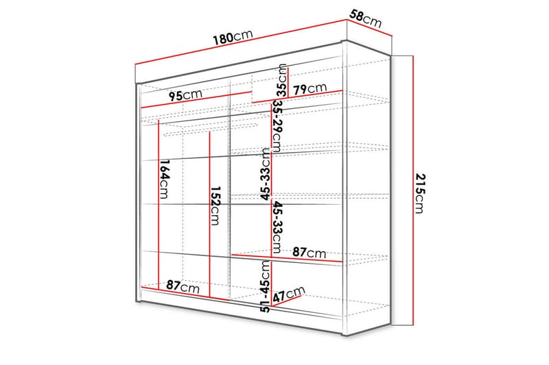 Garderobe + LED - Svart - Oppbevaring - Klesoppbevaring - Garderober & garderobesystem - Garderobeskap & klesskap