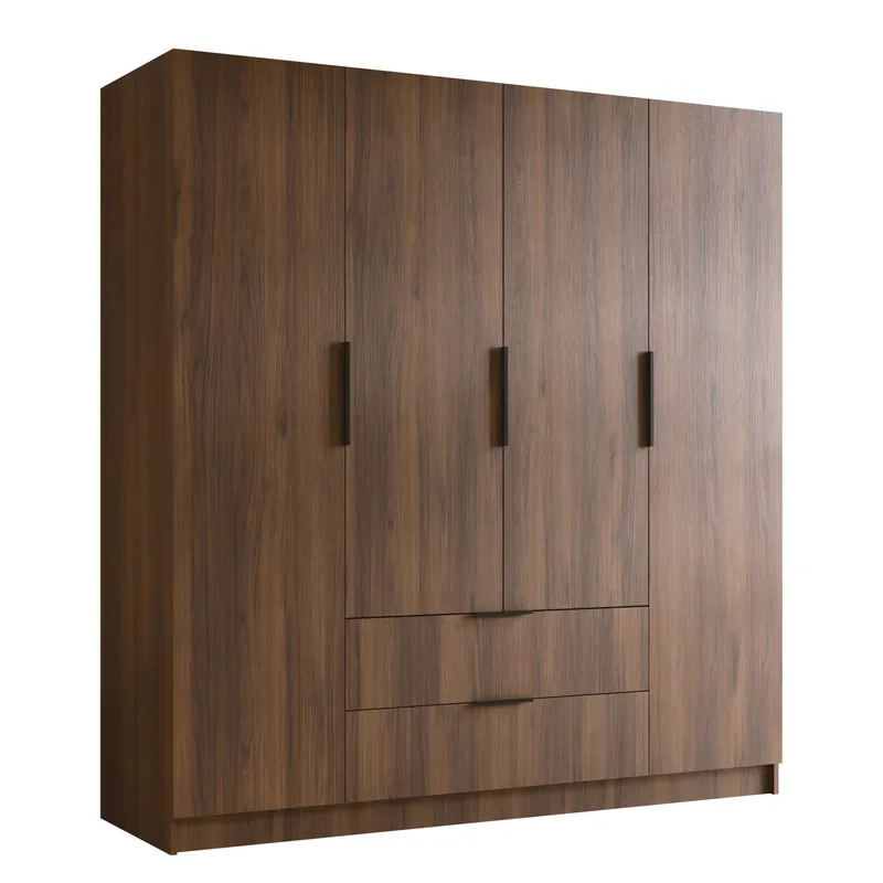 Herrljunga Garderob 200x215 cm med Skuffer, Brun/Svart