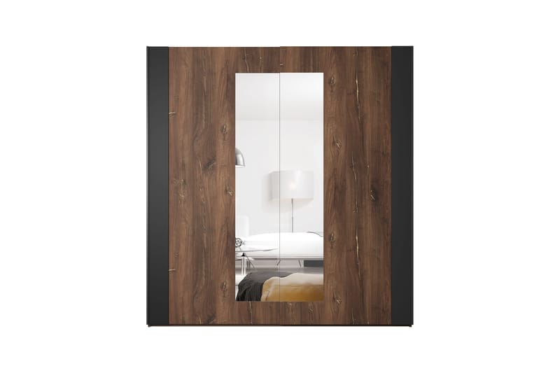 Joannie Garderobe 200 cm - Mørk brun/Svart - Oppbevaring - Klesoppbevaring - Garderober & garderobesystem - Garderobeskap & klesskap