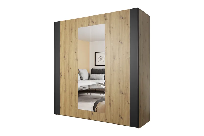 Joannie Garderobe 200x213 cm, Brun/Svart