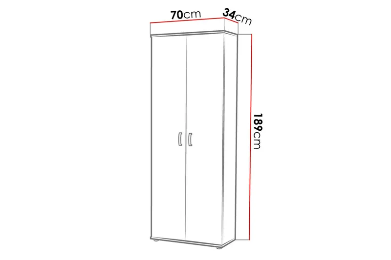 Kelvy Garderobe 70x34 cm - Hvit - Oppbevaring - Klesoppbevaring - Garderober & garderobesystem - Garderobeskap & klesskap