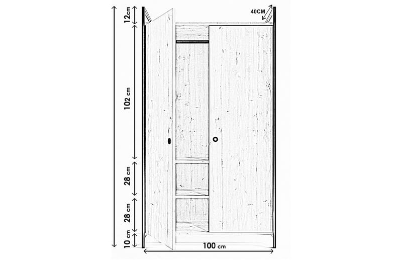 Ombleze Garderobe 100x40 cm - Natur - Oppbevaring - Klesoppbevaring - Garderober & garderobesystem - Garderobeskap & klesskap