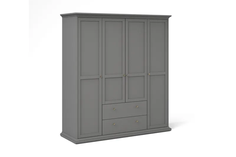 Paris Garderobeskap med 2 Dører - Grå - Oppbevaring - Klesoppbevaring - Garderober & garderobesystem - Garderobeskap & klesskap