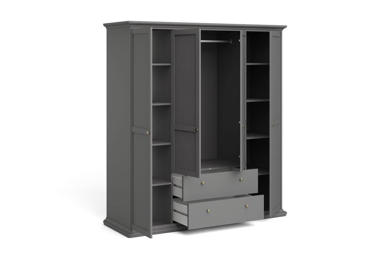 Paris Garderobeskap med 2 Dører - Grå - Oppbevaring - Klesoppbevaring - Garderober & garderobesystem - Garderobeskap & klesskap