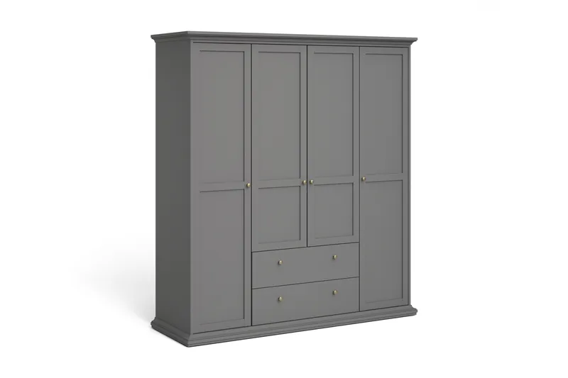 Paris Garderobeskap med 2 Dører - Grå - Oppbevaring - Klesoppbevaring - Garderober & garderobesystem - Garderobeskap & klesskap