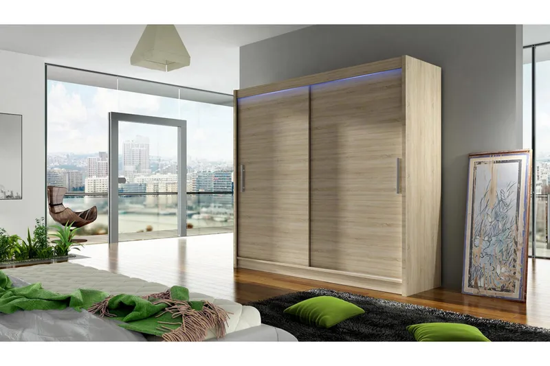 Prag Garderobe 180x57x215 cm - Beige - Oppbevaring - Klesoppbevaring - Garderober & garderobesystem - Garderobeskap & klesskap