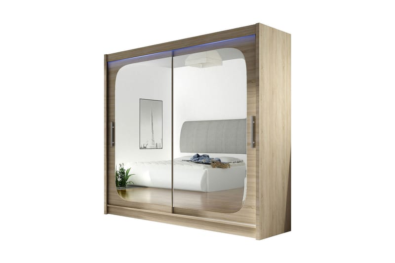 Prag Garderobe 180x57x215 cm, Beige|Hvit