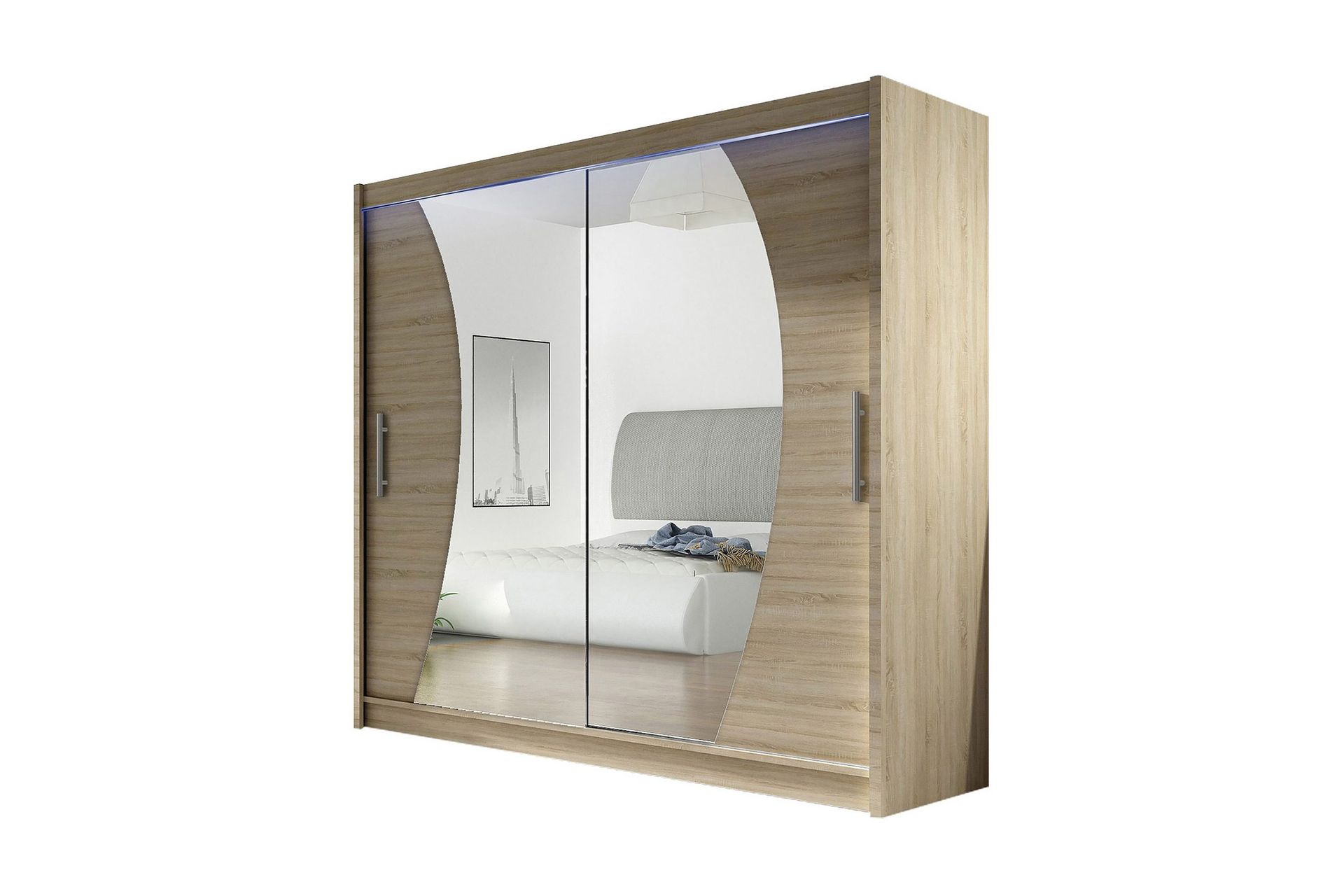Prag Garderobe 180x57x215 cm - Beige|Hvit