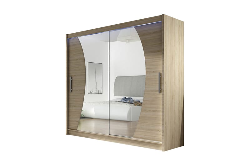 Prag Garderobe 180x57x215 cm, Beige|Hvit