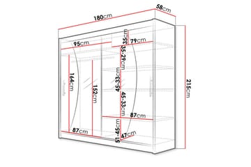 Prag Garderobe 180x57x215 cm - Beige|Hvit - Oppbevaring - Klesoppbevaring - Garderober & garderobesystem - Garderobeskap & klesskap