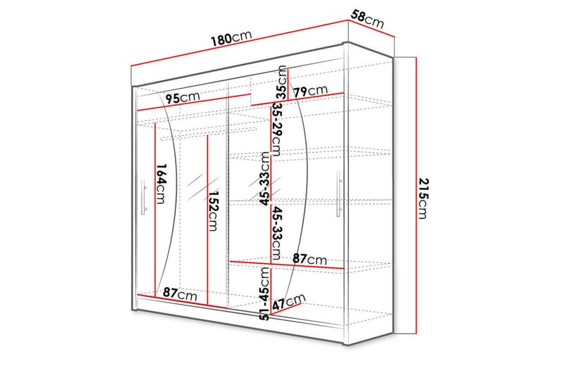 Prag Garderobe 180x57x215 cm - Beige|Hvit - Oppbevaring - Klesoppbevaring - Garderober & garderobesystem - Garderobeskap & klesskap