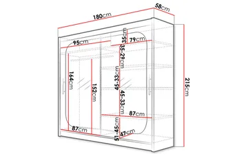 Prag Garderobe 180x57x215 cm - Beige|Hvit - Oppbevaring - Klesoppbevaring - Garderober & garderobesystem - Garderobeskap & klesskap