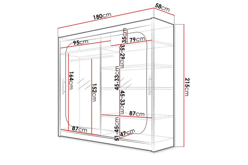 Prag Garderobe 180x57x215 cm - Beige|Hvit - Oppbevaring - Klesoppbevaring - Garderober & garderobesystem - Garderobeskap & klesskap