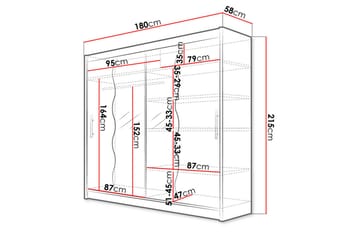 Prag Garderobe 180x57x215 cm - Hvit - Oppbevaring - Klesoppbevaring - Garderober & garderobesystem - Garderobeskap & klesskap