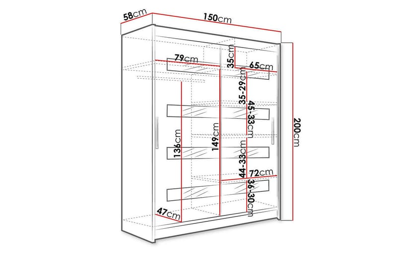 Presto Garderobe 58x150 cm - Svart - Oppbevaring - Klesoppbevaring - Garderober & garderobesystem - Garderobeskap & klesskap