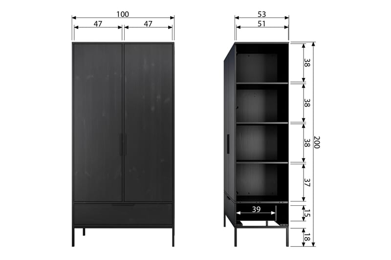 Swichor Garderobe - Svart - Oppbevaring - Klesoppbevaring - Garderober & garderobesystem - Garderobeskap & klesskap