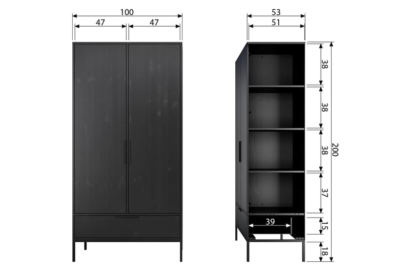 Swichor Garderobe - Svart - Oppbevaring - Klesoppbevaring - Garderober & garderobesystem - Garderobeskap & klesskap