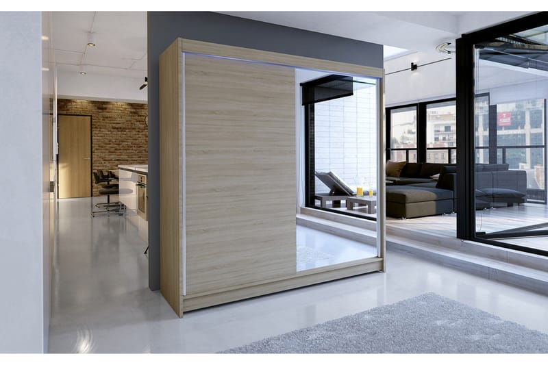 Talin Garderobe 180x58x215 cm - Beige / Grå /  Hvit - Oppbevaring - Klesoppbevaring - Garderober & garderobesystem - Garderobeskap & klesskap