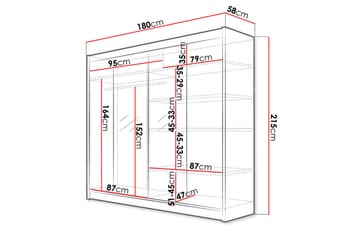 Talin Garderobe 180x58x215 cm - Hvit - Oppbevaring - Klesoppbevaring - Garderober & garderobesystem - Garderobeskap & klesskap
