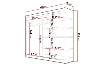 Talin Garderobe 180x58x215 cm - Hvit - Oppbevaring - Klesoppbevaring - Garderober & garderobesystem - Garderobeskap & klesskap
