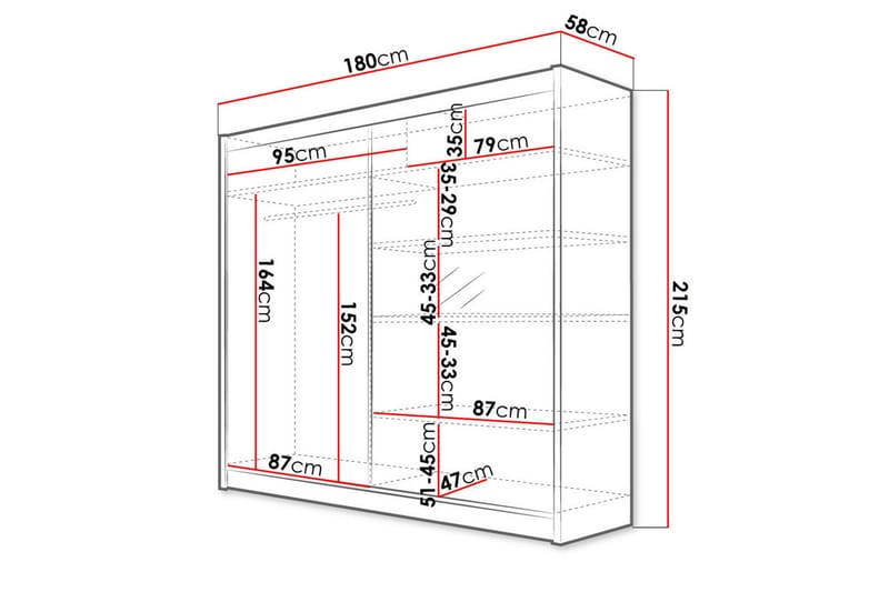 Talin Garderobe 180x58x215 cm - Hvit - Oppbevaring - Klesoppbevaring - Garderober & garderobesystem - Garderobeskap & klesskap