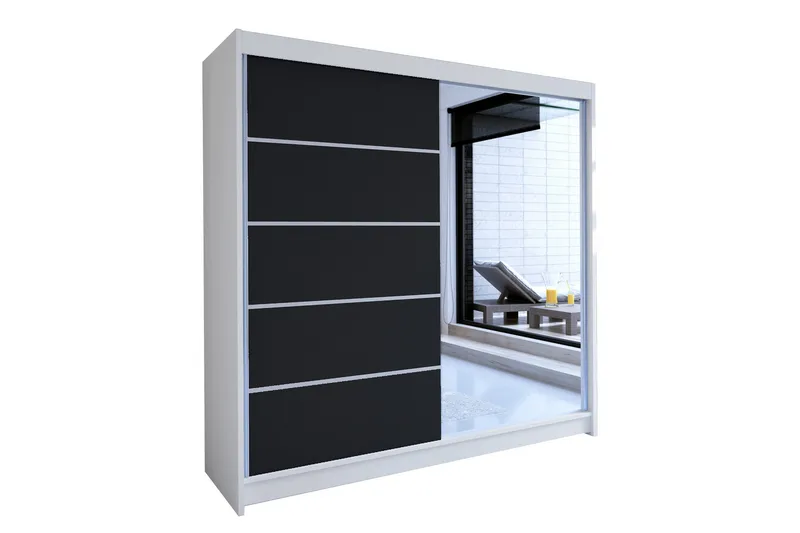 Talin Garderobe 58x180 cm LED-belysning - Hvit/Svart - Oppbevaring - Klesoppbevaring - Garderober & garderobesystem - Garderobeskap & klesskap