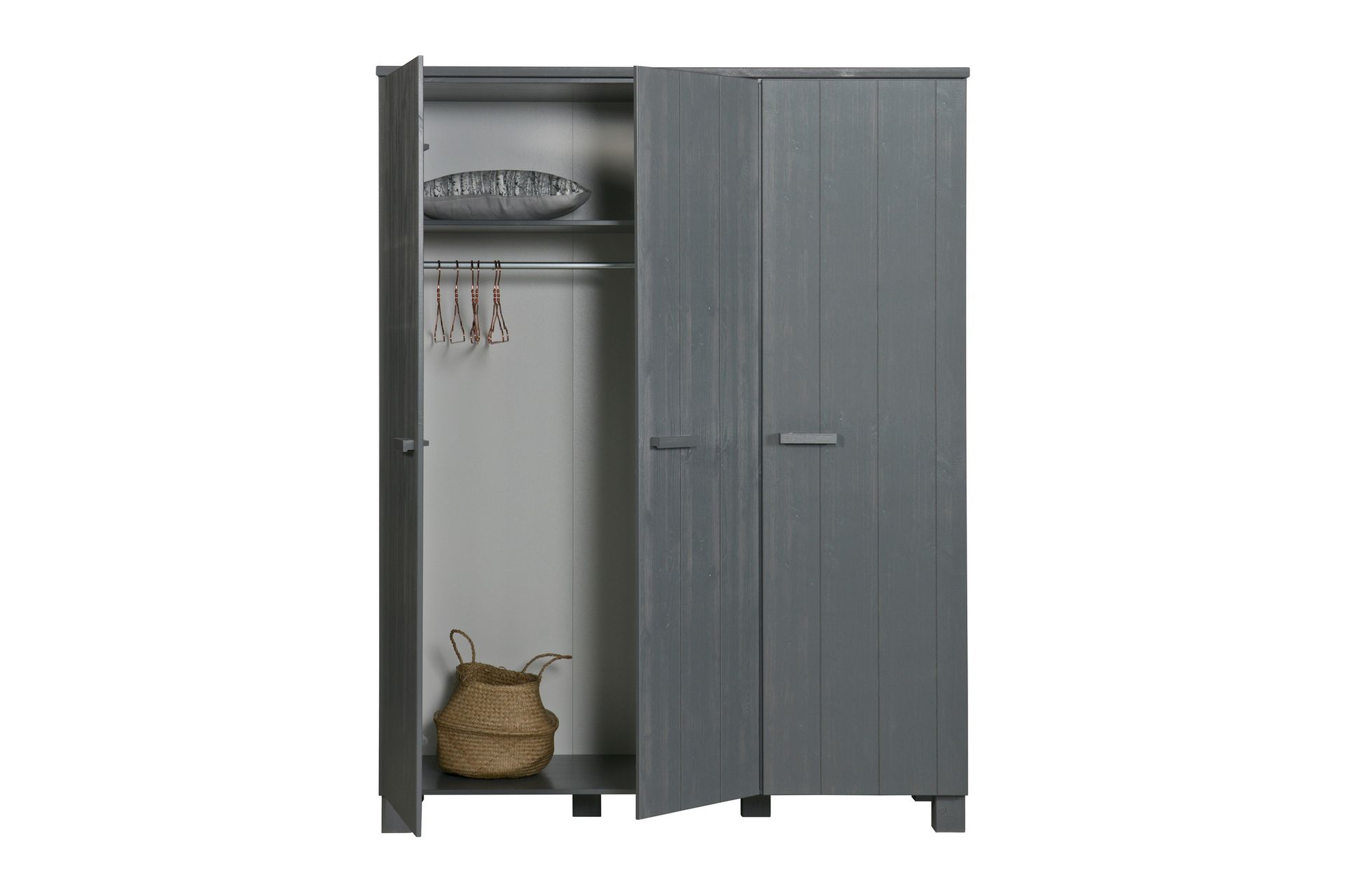 Tenney Garderobe 158 cm - Stålgrå Furu - Oppbevaring - Klesoppbevaring - Garderober & garderobesystem - Garderobeskap & klesskap