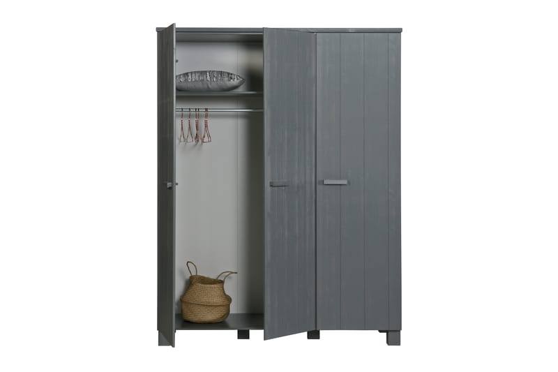 Tenney Garderobe 158 cm - Stålgrå Furu - Oppbevaring - Klesoppbevaring - Garderober & garderobesystem - Garderobeskap & klesskap