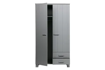 Tenney Garderobe med 2 Skuffer 111 cm - Grå Furu - Oppbevaring - Klesoppbevaring - Garderober & garderobesystem - Garderobeskap & klesskap