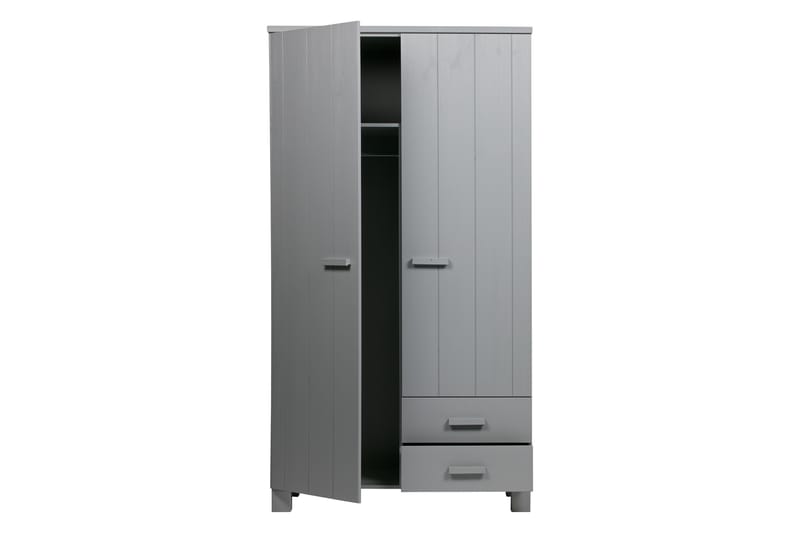 Tenney Garderobe med 2 Skuffer 111 cm - Grå Furu - Oppbevaring - Klesoppbevaring - Garderober & garderobesystem - Garderobeskap & klesskap