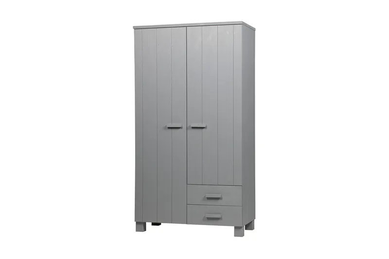 Tenney Garderobe med 2 Skuffer 111 cm, Grå Furu