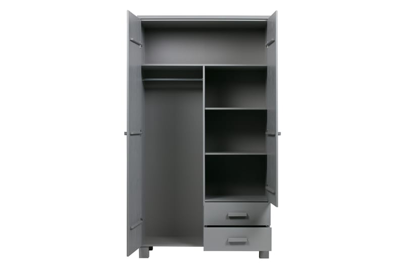 Tenney Garderobe med 2 Skuffer 111 cm - Grå Furu - Oppbevaring - Klesoppbevaring - Garderober & garderobesystem - Garderobeskap & klesskap