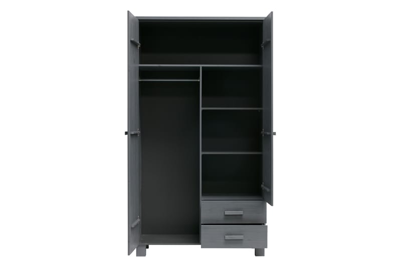 Tenney Garderobe med 2 Skuffer 111 cm - Stålgrå Furu - Oppbevaring - Klesoppbevaring - Garderober & garderobesystem - Garderobeskap & klesskap