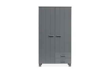 Tenney Garderobe med 2 Skuffer 111 cm - Stålgrå Furu - Oppbevaring - Klesoppbevaring - Garderober & garderobesystem - Garderobeskap & klesskap