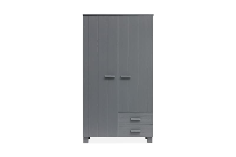 Tenney Garderobe med 2 Skuffer 111 cm - Stålgrå Furu - Oppbevaring - Klesoppbevaring - Garderober & garderobesystem - Garderobeskap & klesskap